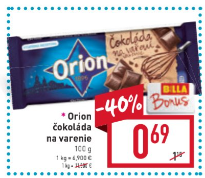 Orion čokoláda na varenie