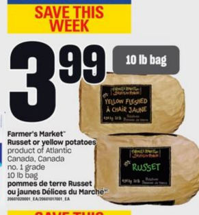 Farmer's Market Russet or yellow potatoes