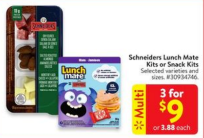 Schneiders Lunch Mate Kits or Snack Kits