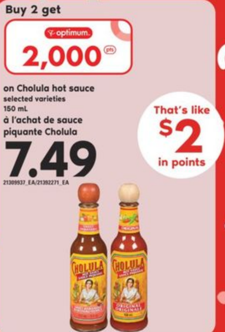 on Cholula hot sauce