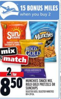 Munchies Snack Mix Rold Gold Pretzels or Sunchips