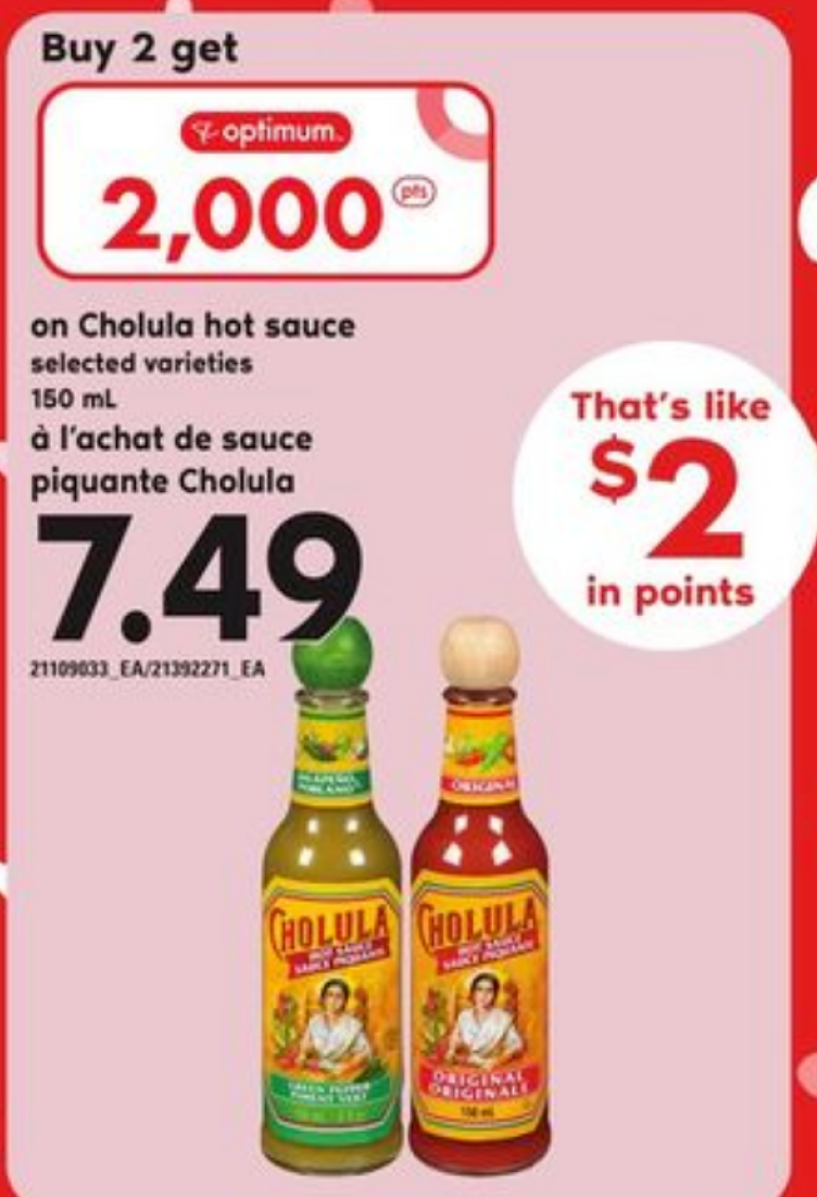 on Cholula hot sauce