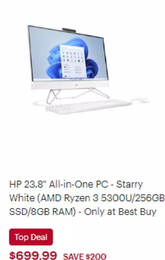 HP 23.8 All-in-One PC - Starry White