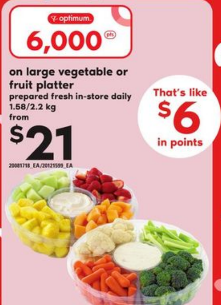 On large vegetable or fruit platter