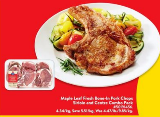 Maple Leaf Fresh Bone-In Pork Chops Sirloin